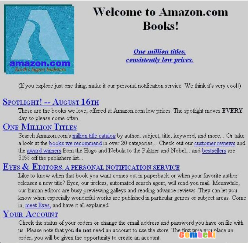Amazon'un İlk Anasayfası | Amazon's First Homepage