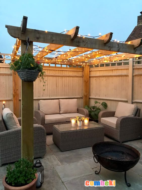 Garden design ideas pergola and fairy lights