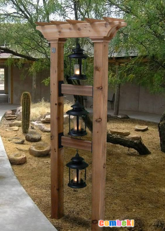 wooden garden lighting design