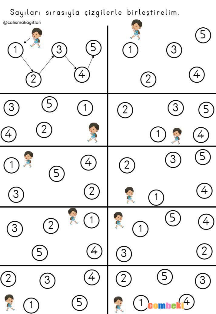 Sayıları Sırayla Çizğilerle Birleştirelim