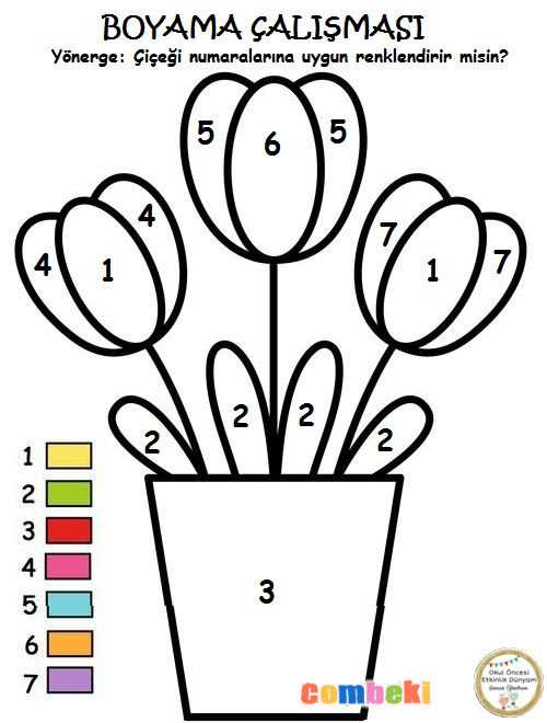 Çiçeği Renk Numaralarına Uygun Renklendir